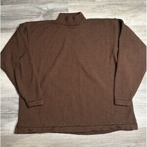 Vtg KRIZIA Men's Brown Merino Wool Mock Neck Sweater WPL 19022 - XL